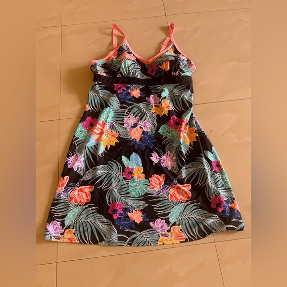 Zero X Posur Bra dress bathing suit XL black floral lightweight stretch - Picture 6 of 15